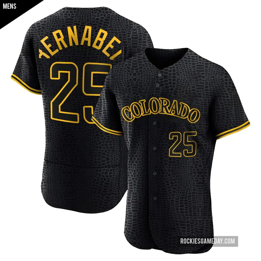 Men's Colorado Rockies ＃25 Warming Bernabel Authentic Black Snake Skin City Jersey