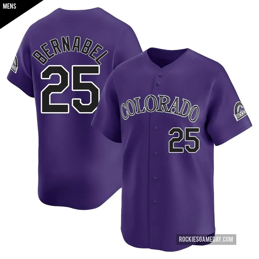 Men's Colorado Rockies ＃25 Warming Bernabel Limited Purple Alternate Jersey