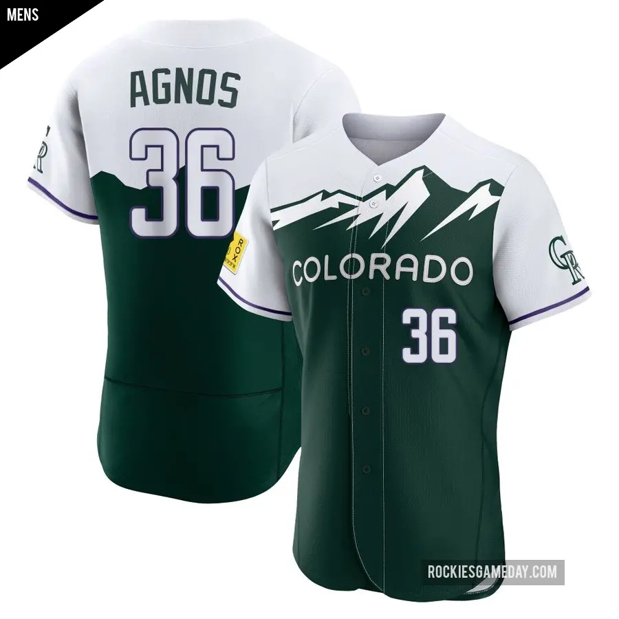 Men's Colorado Rockies ＃36 Zach Agnos Authentic Green 2022 City Connect Jersey