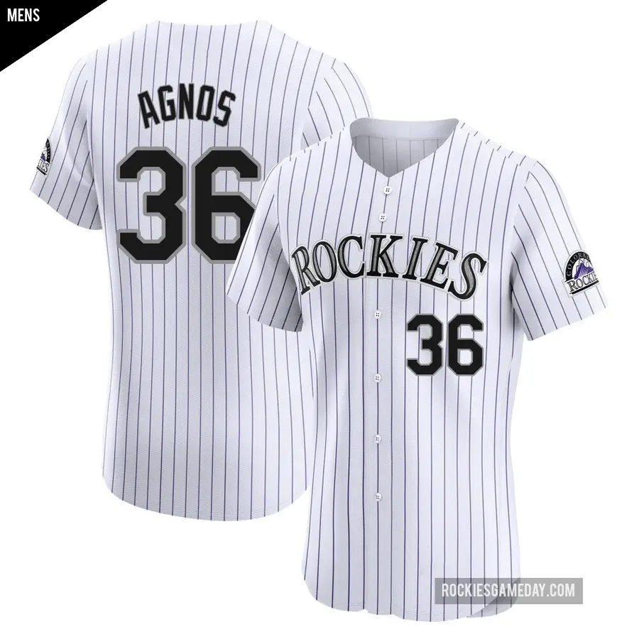Men's Colorado Rockies ＃36 Zach Agnos Elite White Home Jersey