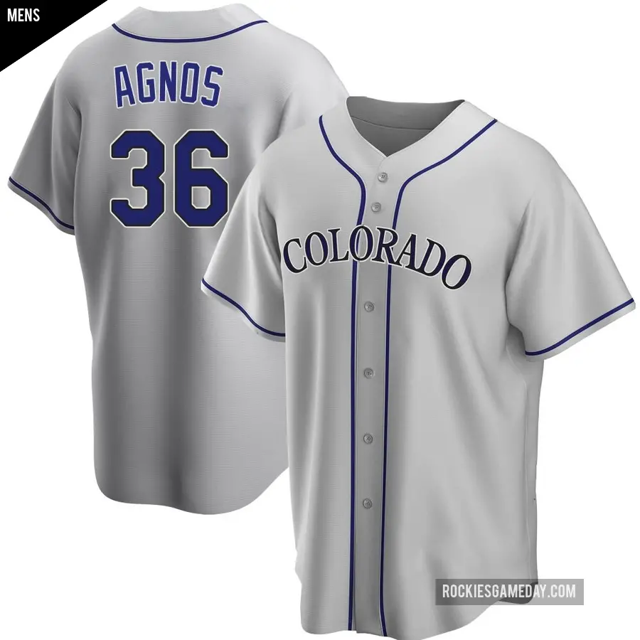 Men's Colorado Rockies ＃36 Zach Agnos Replica Gray Road Jersey