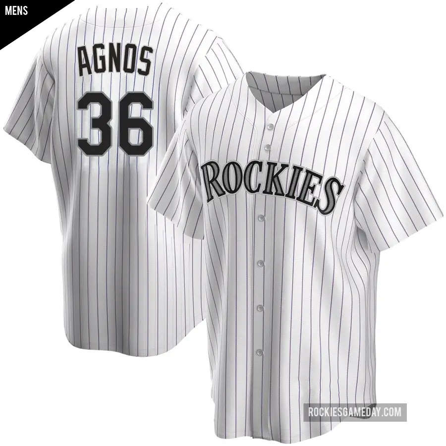 Men's Colorado Rockies ＃36 Zach Agnos Replica White Home Jersey