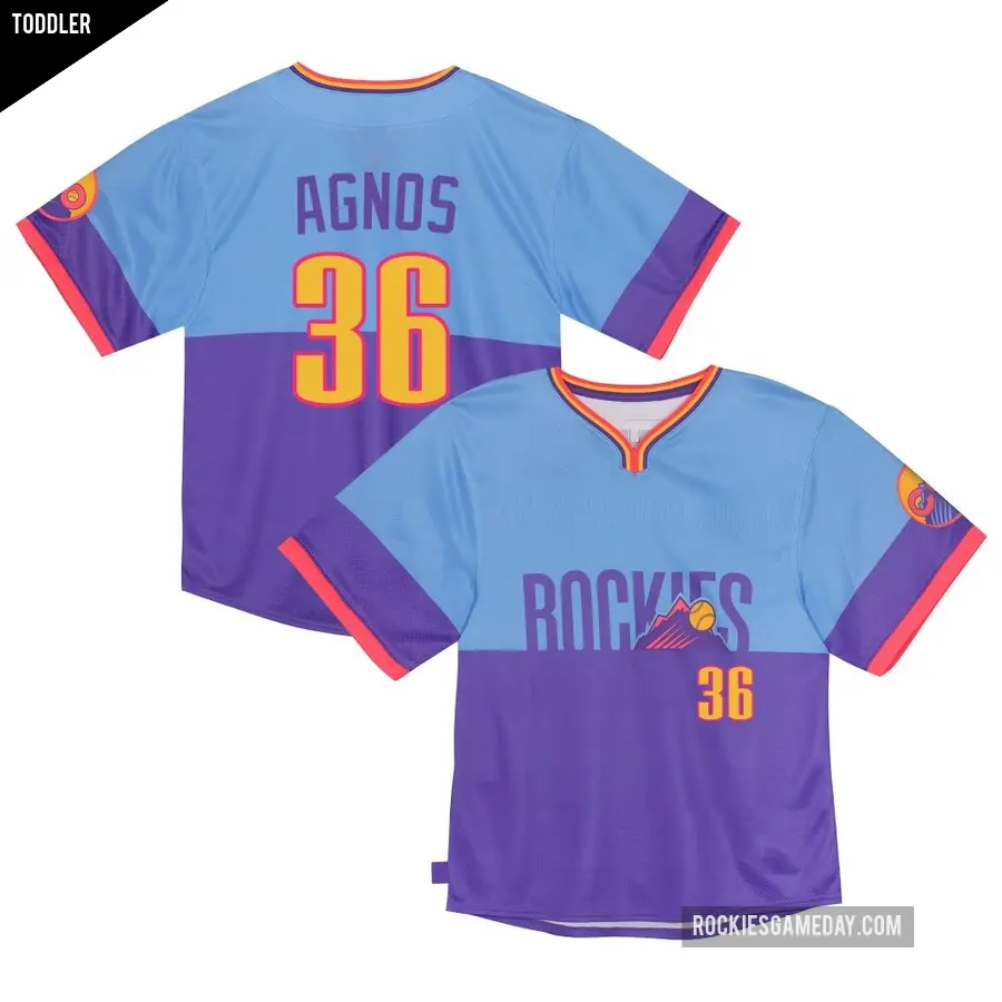 Toddler Colorado Rockies ＃36 Zach Agnos Limited Light Blue Purple/ 2025 City Connect Jersey