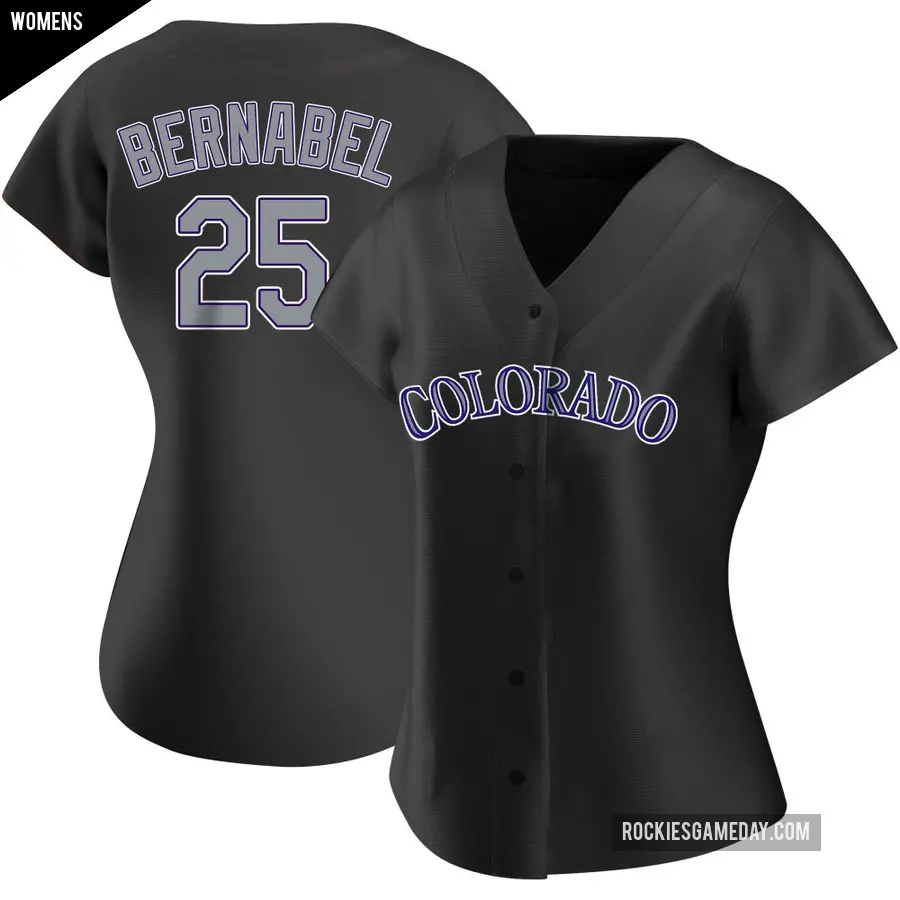 Women's Colorado Rockies ＃25 Warming Bernabel Authentic Black Alternate Jersey