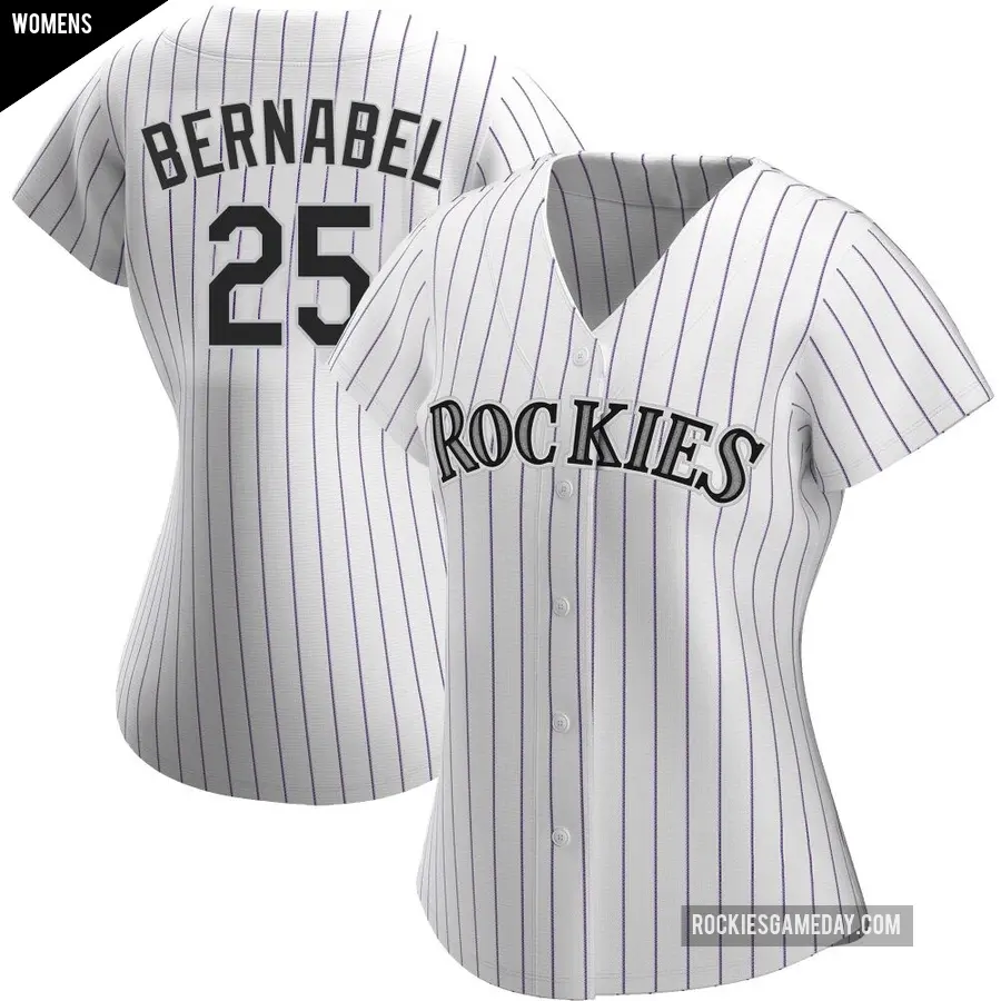 Women's Colorado Rockies ＃25 Warming Bernabel Authentic White Home Jersey