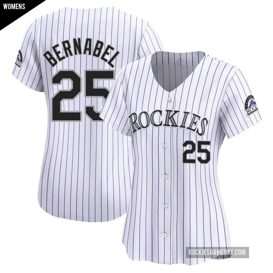 Women's Colorado Rockies ＃25 Warming Bernabel Limited White Home Jersey