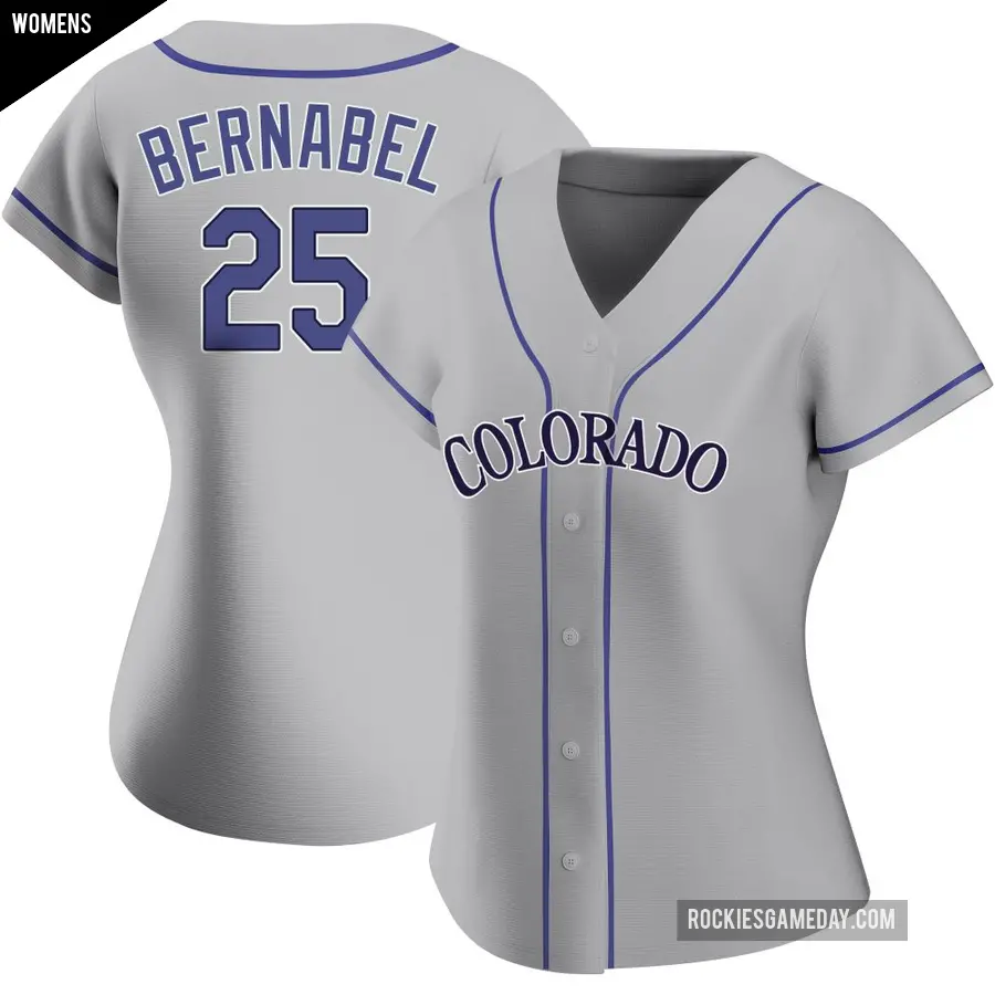 Women's Colorado Rockies ＃25 Warming Bernabel Replica Gray Road Jersey