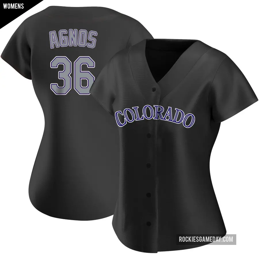 Women's Colorado Rockies ＃36 Zach Agnos Authentic Black Alternate Jersey