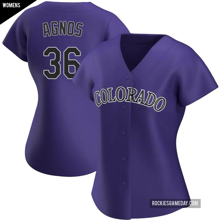 Women's Colorado Rockies ＃36 Zach Agnos Authentic Purple Alternate Jersey