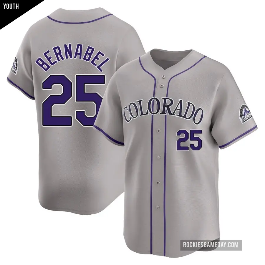 Youth Colorado Rockies ＃25 Warming Bernabel Limited Gray Road Jersey