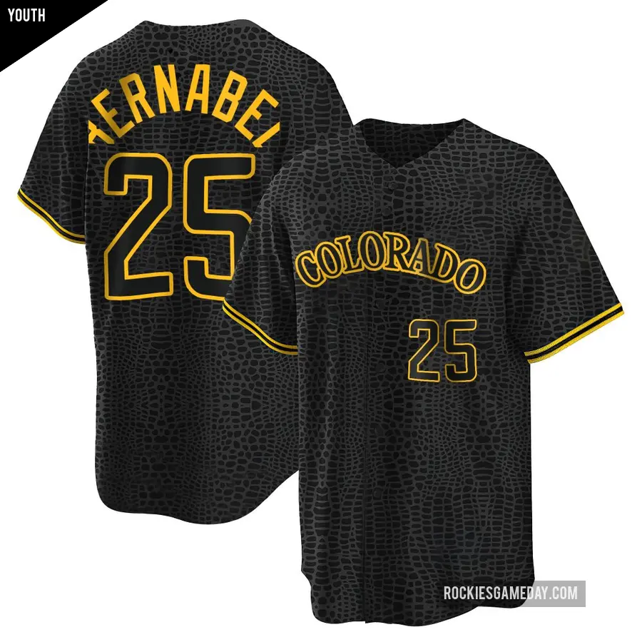 Youth Colorado Rockies ＃25 Warming Bernabel Replica Black Snake Skin City Jersey