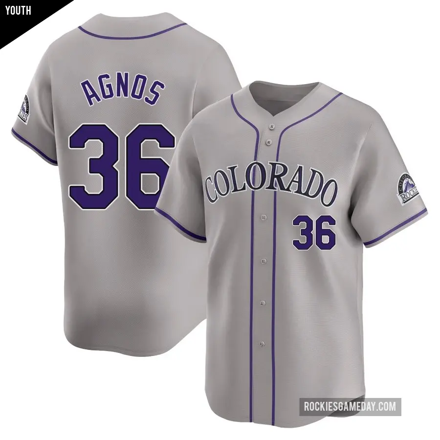 Youth Colorado Rockies ＃36 Zach Agnos Limited Gray Road Jersey