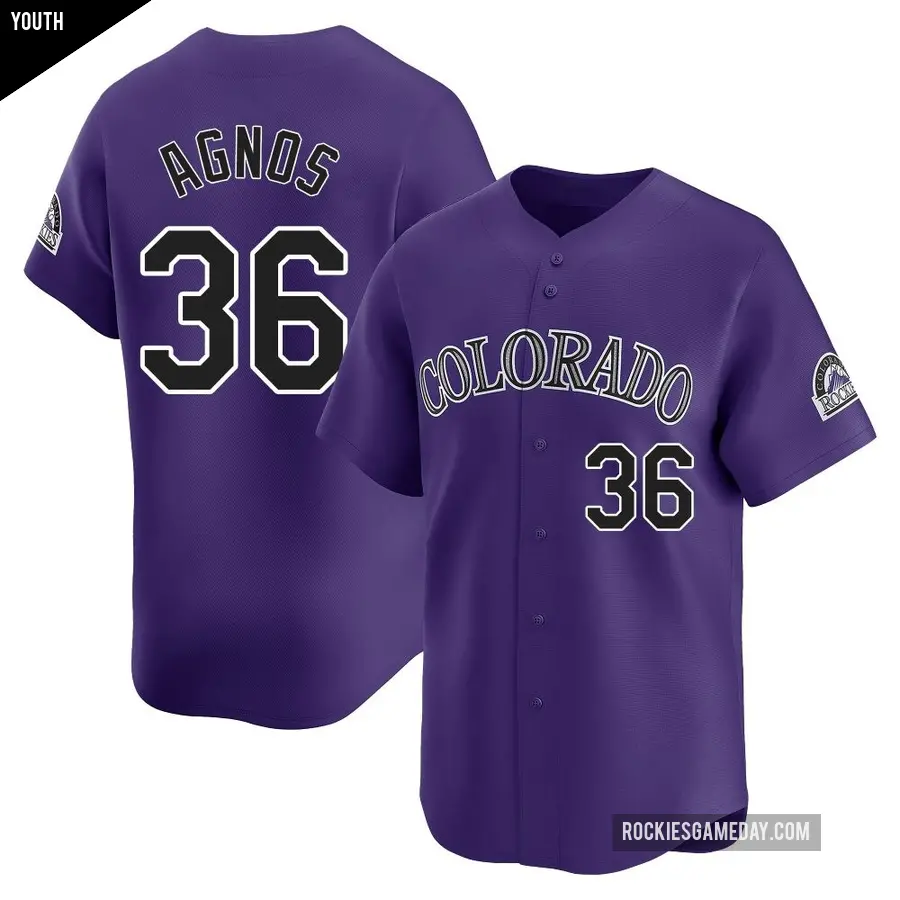 Youth Colorado Rockies ＃36 Zach Agnos Limited Purple Alternate Jersey